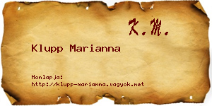 Klupp Marianna névjegykártya